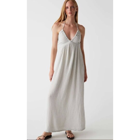 NWT Michael Stars Jessa Maxi Dress Double Gauze Cement Grey Size Small - Picture 1 of 5